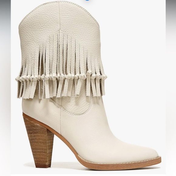 Zodiac Shoes - New ZODIAC Beige Leather Donna Fringe Boots Size 7.5